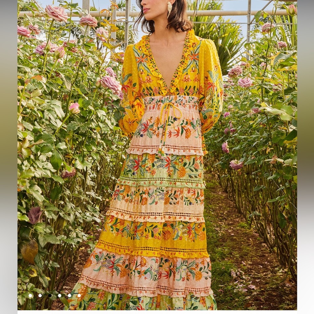 FARM RIO‼️‼️ Mixed Delicate Flowers Long Sleeve
Maxi Dress‼️ - Picture 6 of 10